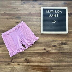 Matilda Jane Hello Lovely! Wisteria Shorties 10 Purple Eyelet Ruffle Knit Shorts